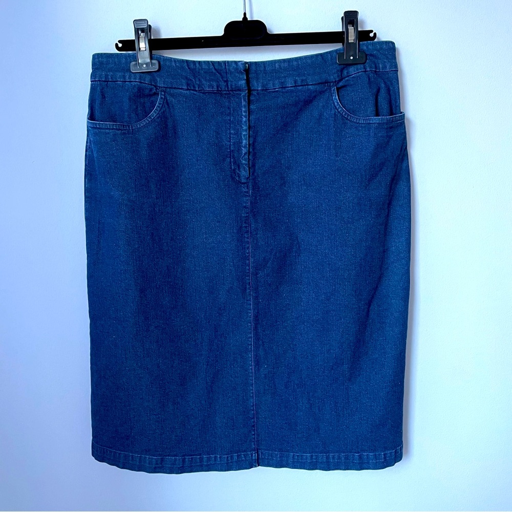 Womens Eileen Fisher Denim Front Zip Skirt Size L